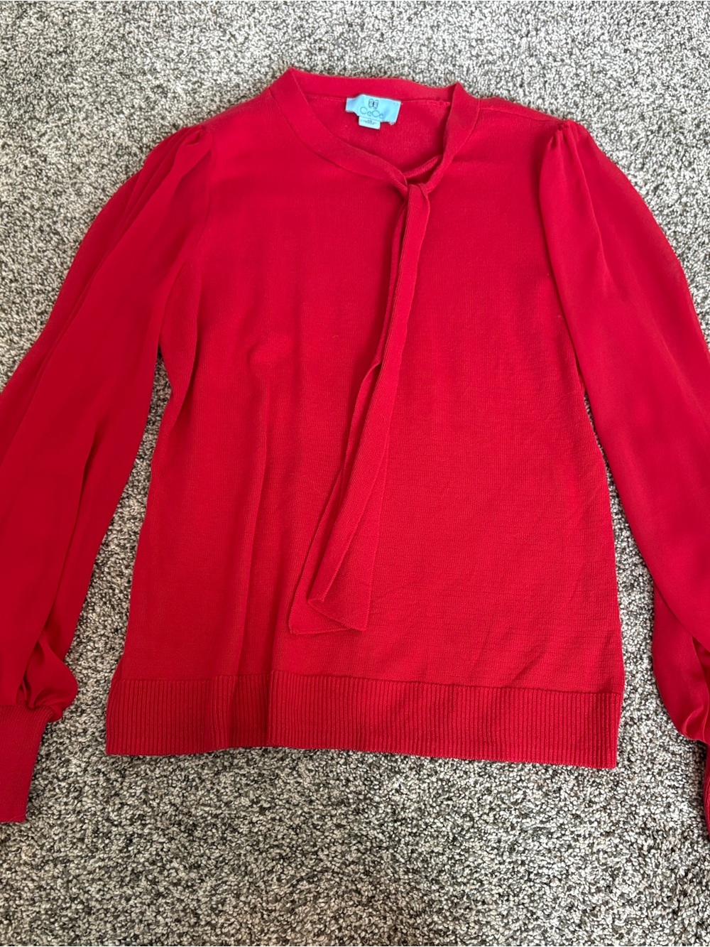 CeCe Red Tie-Neck Women’s Sweater XS